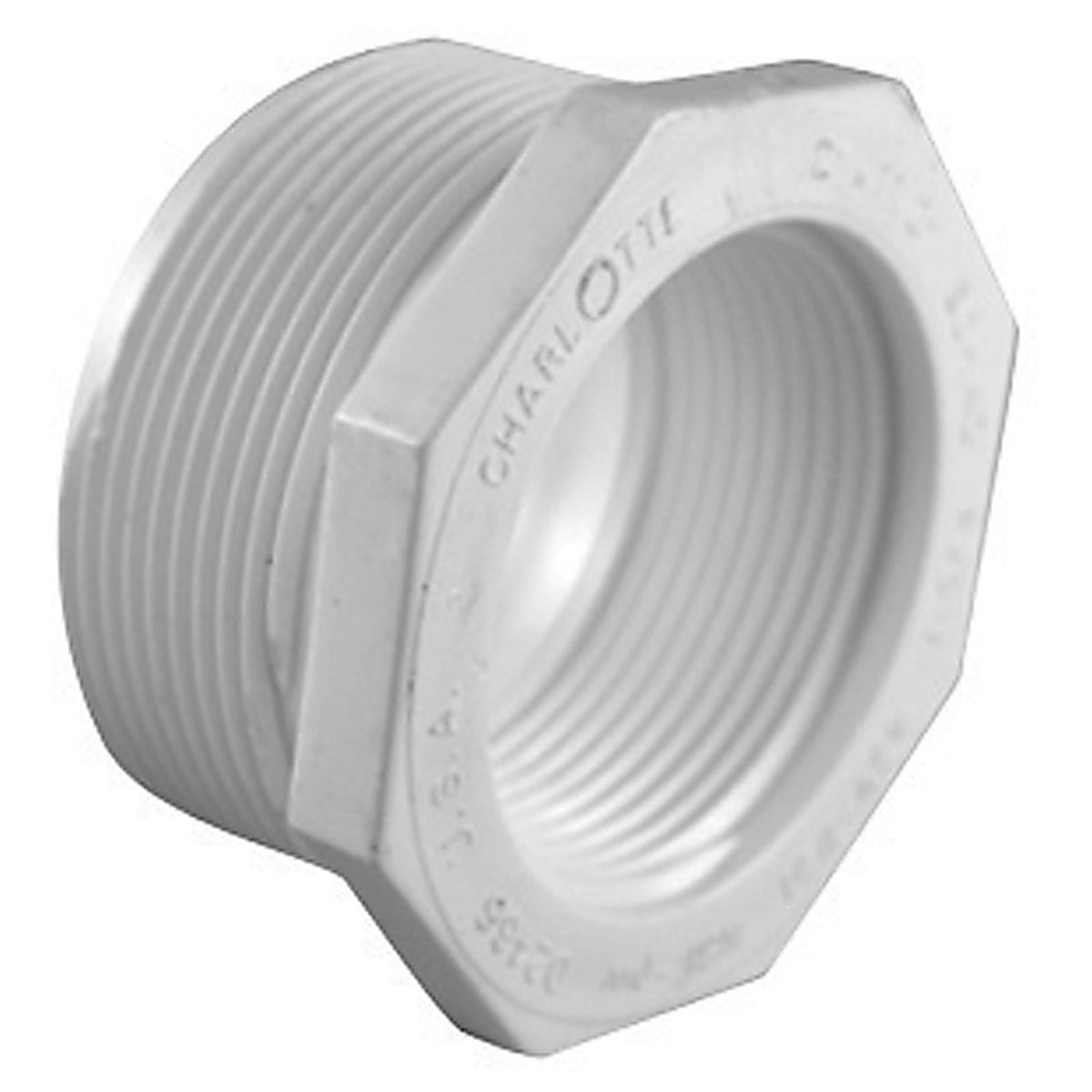 Charlotte Pipe PVC 02112 3400 Schedule 40 1-1/2 in. MPT x 1-1/4 in. Dia. FPT PVC Reducing Bushing