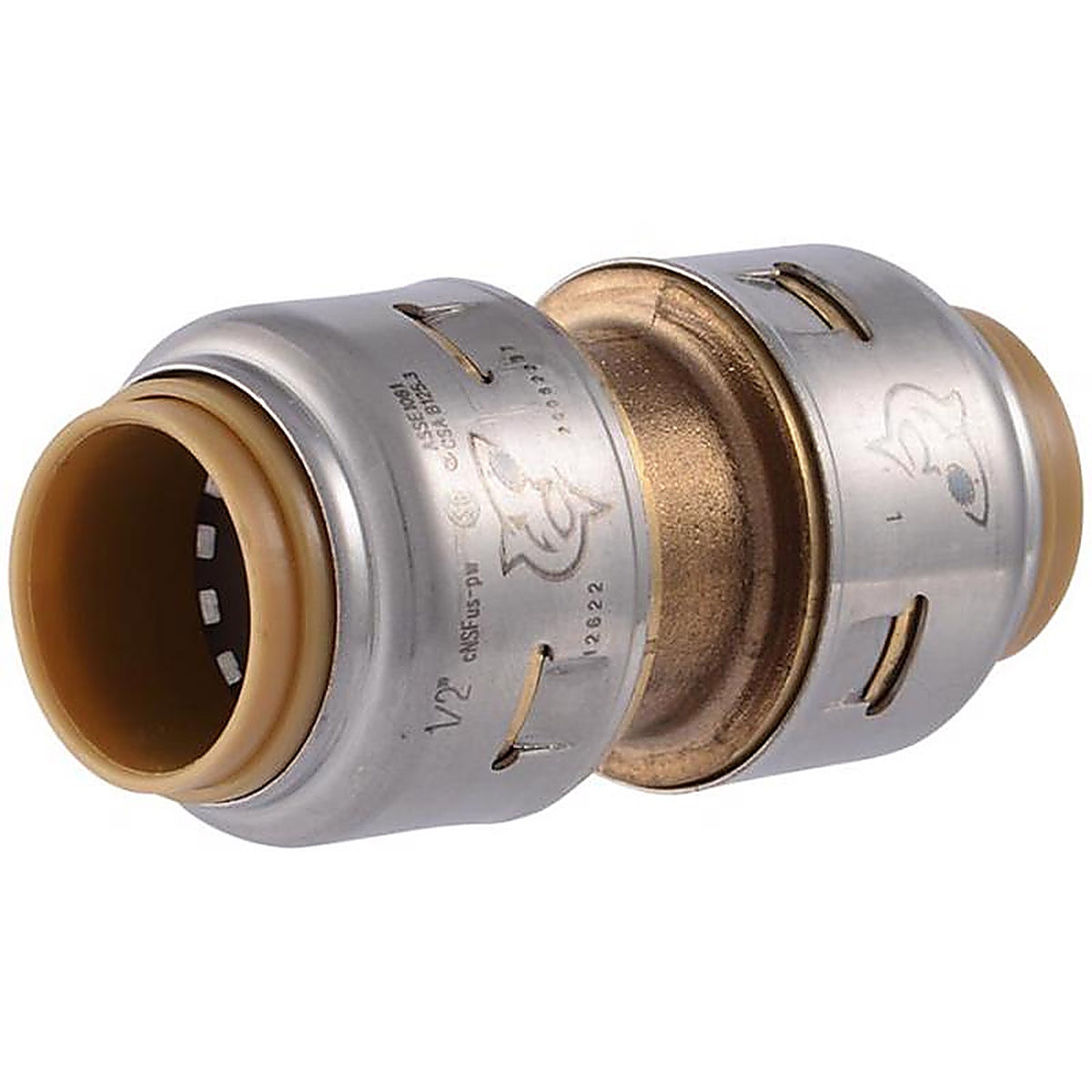 Sharkbite U008LFA4 Push to Connect 1/2 in. Push x 1/2 in. Dia. Push Brass Coupling