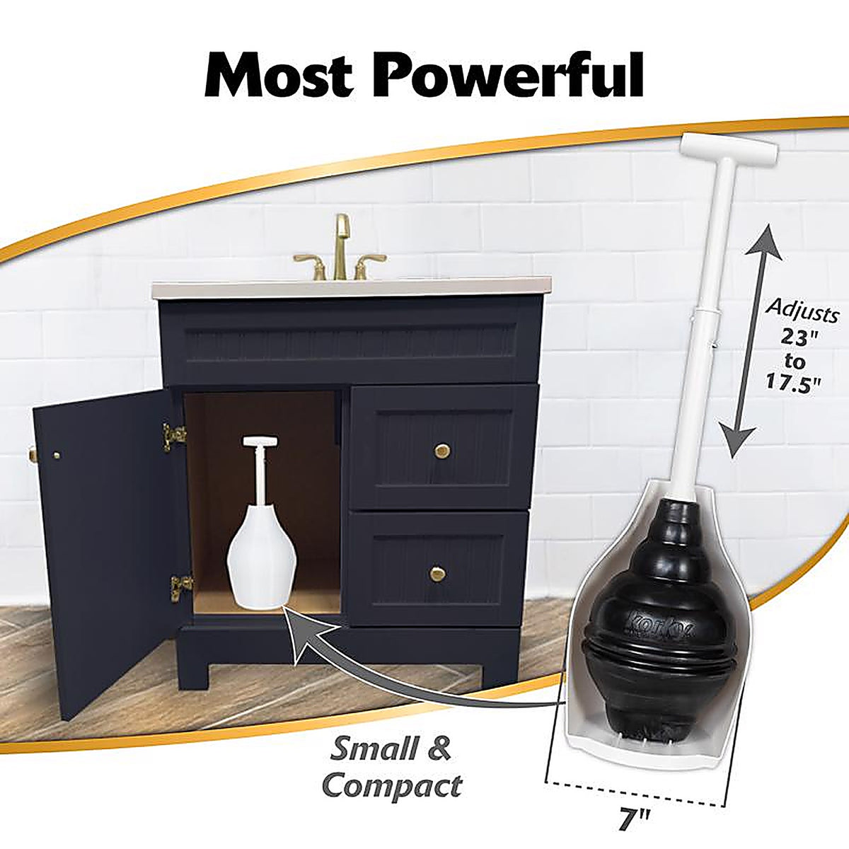Korky 97-4A Beehive Max Toilet Plunger with Holder 16 in. L x 6 in. Dia.
