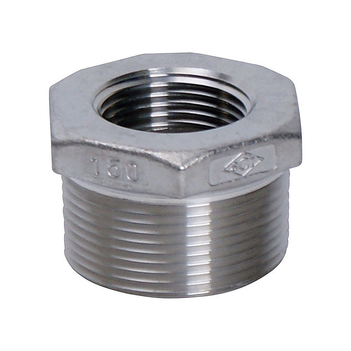 Smith-Cooper 4638101070 1 in. MPT x 1/2 in. Dia. FPT Stainless Steel Hex Bushing