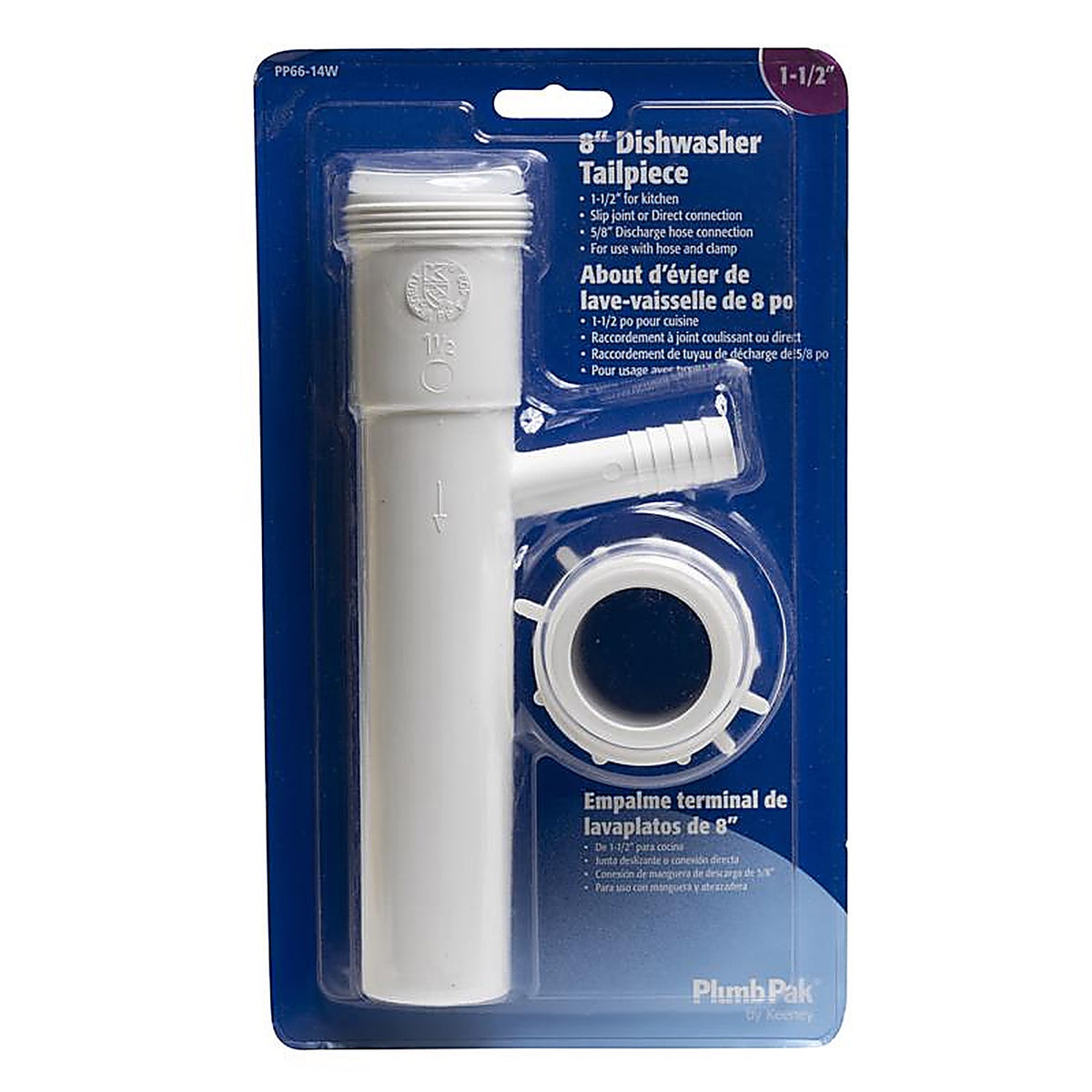 Plumb Pak PP66-14W 1-1/2 in. Dia. x 8 in. L Plastic Branch Tailpiece