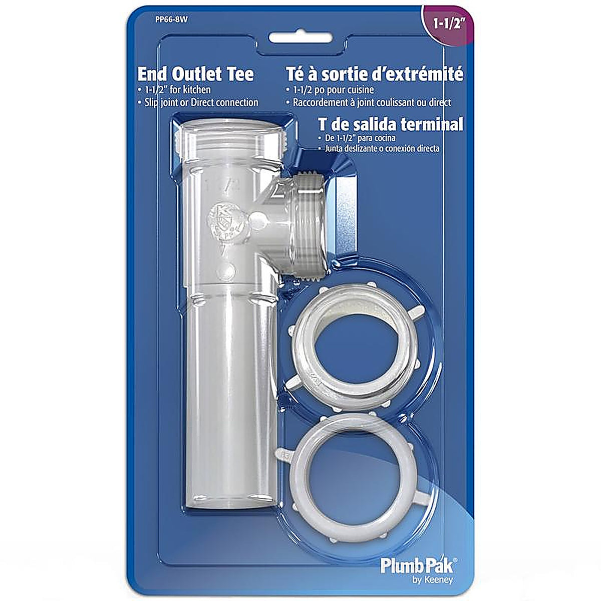 Plumb Pak PP66-8W 1-1/2 in. Dia. Plastic End Outlet Tee