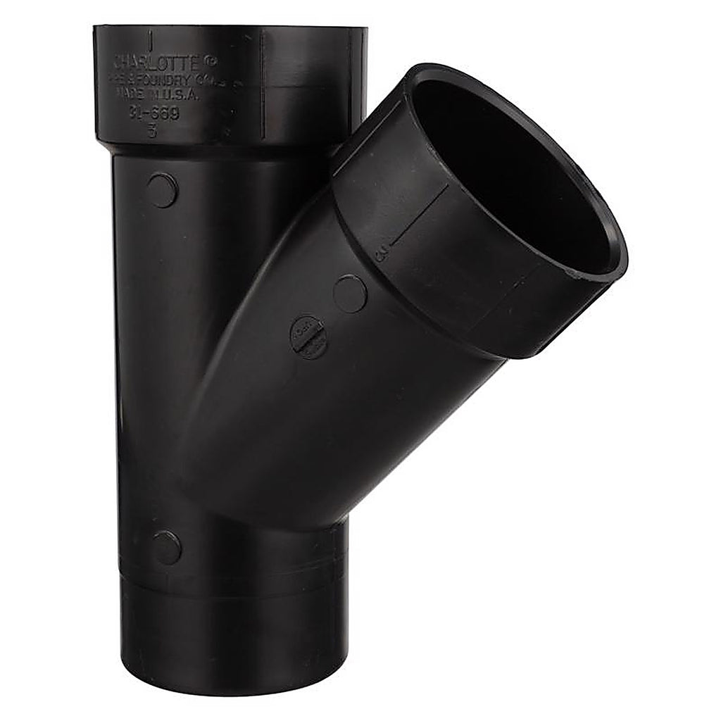 Charlotte Pipe ABS006021000HA 3 in. Spigot x 3 in. Dia. Hub ABS Street Wye