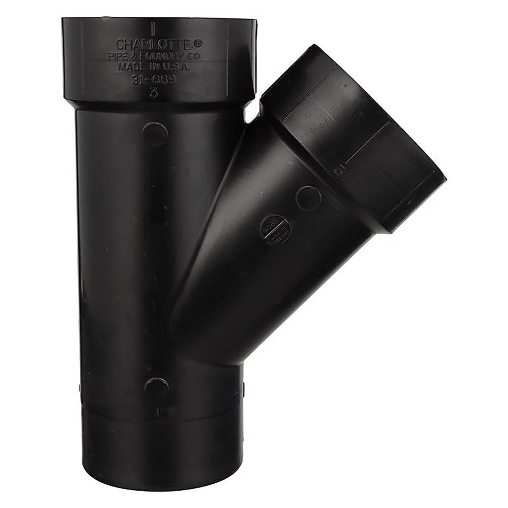 Charlotte Pipe ABS006021000HA 3 in. Spigot x 3 in. Dia. Hub ABS Street Wye
