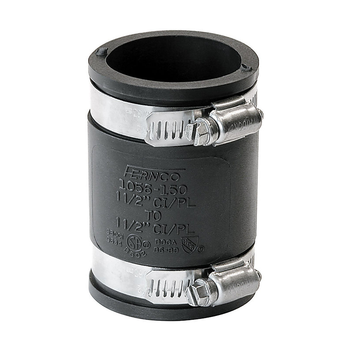 Fernco P1056-150 Schedule 40 1-1/2 in. Hub x 1-1/2 in. Dia. Hub PVC Flexible Coupling