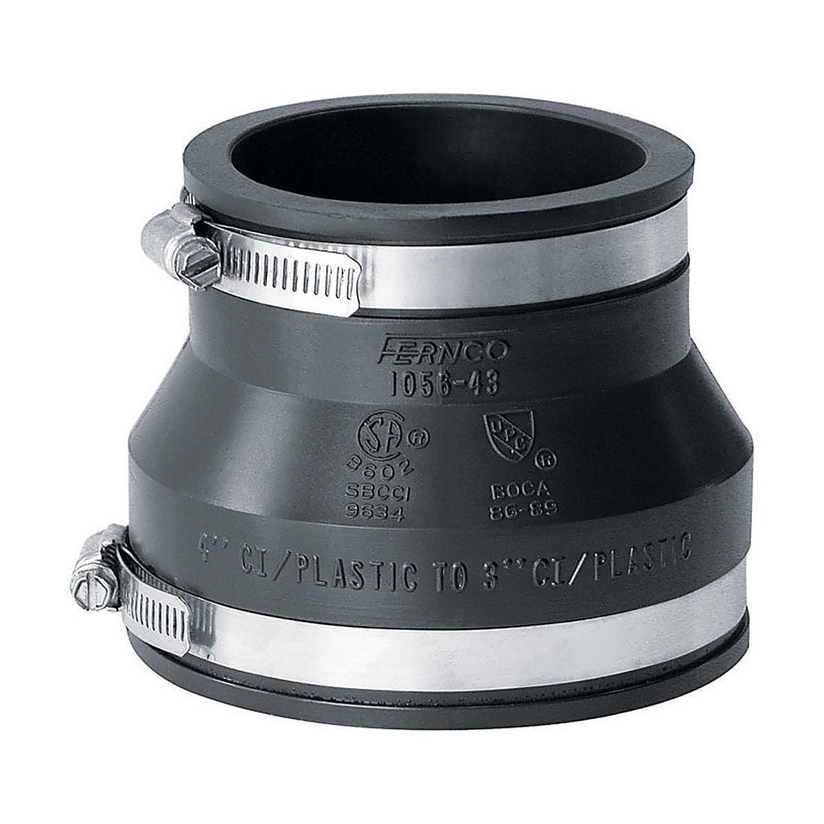 Fernco P1056-43 Schedule 40 4 in. Hub x 3 in. Dia. Hub PVC Flexible Coupling
