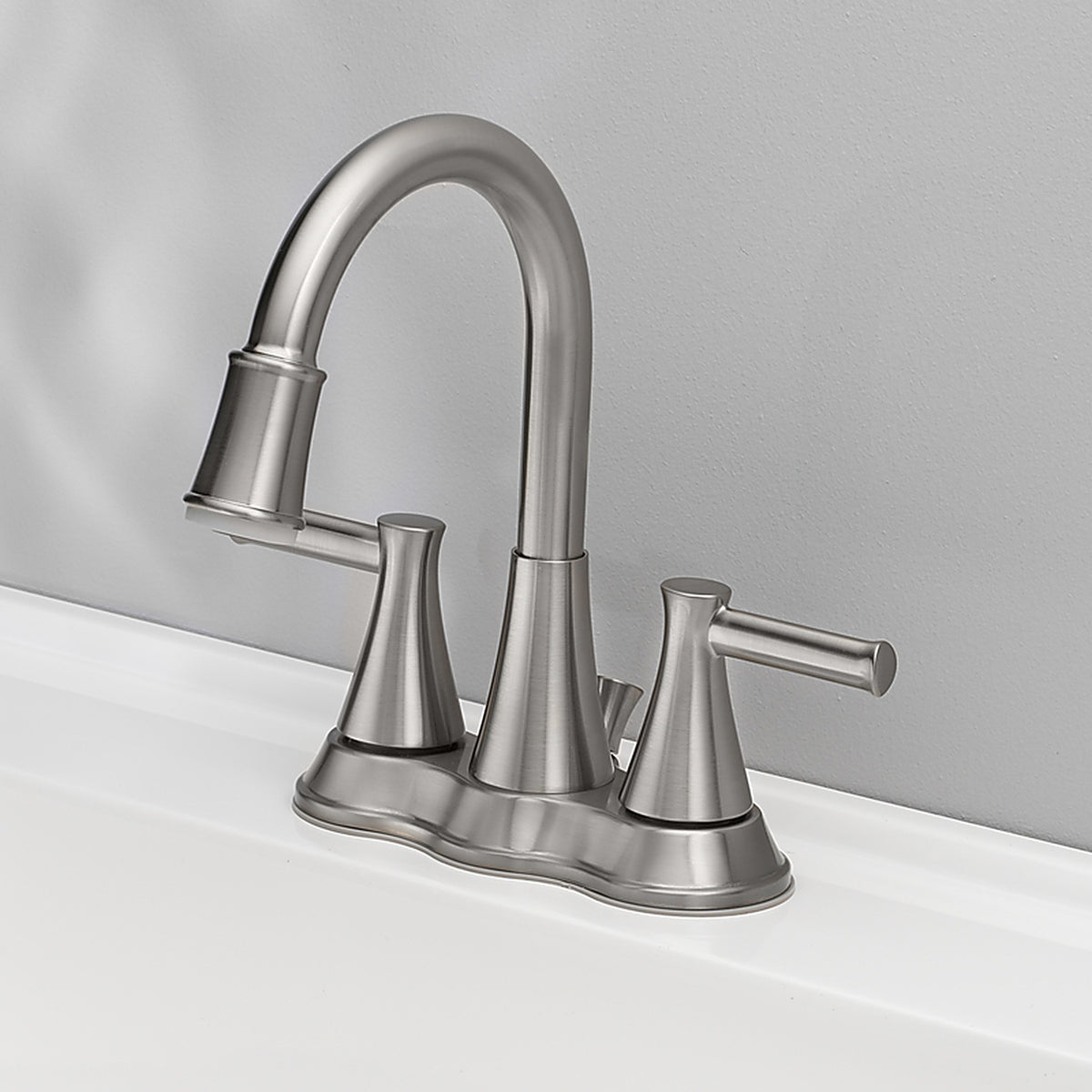OakBrook 67513W-6104 Doria Brushed Nickel Two Handle LED Lavatory Pop-Up Faucet 4 in.