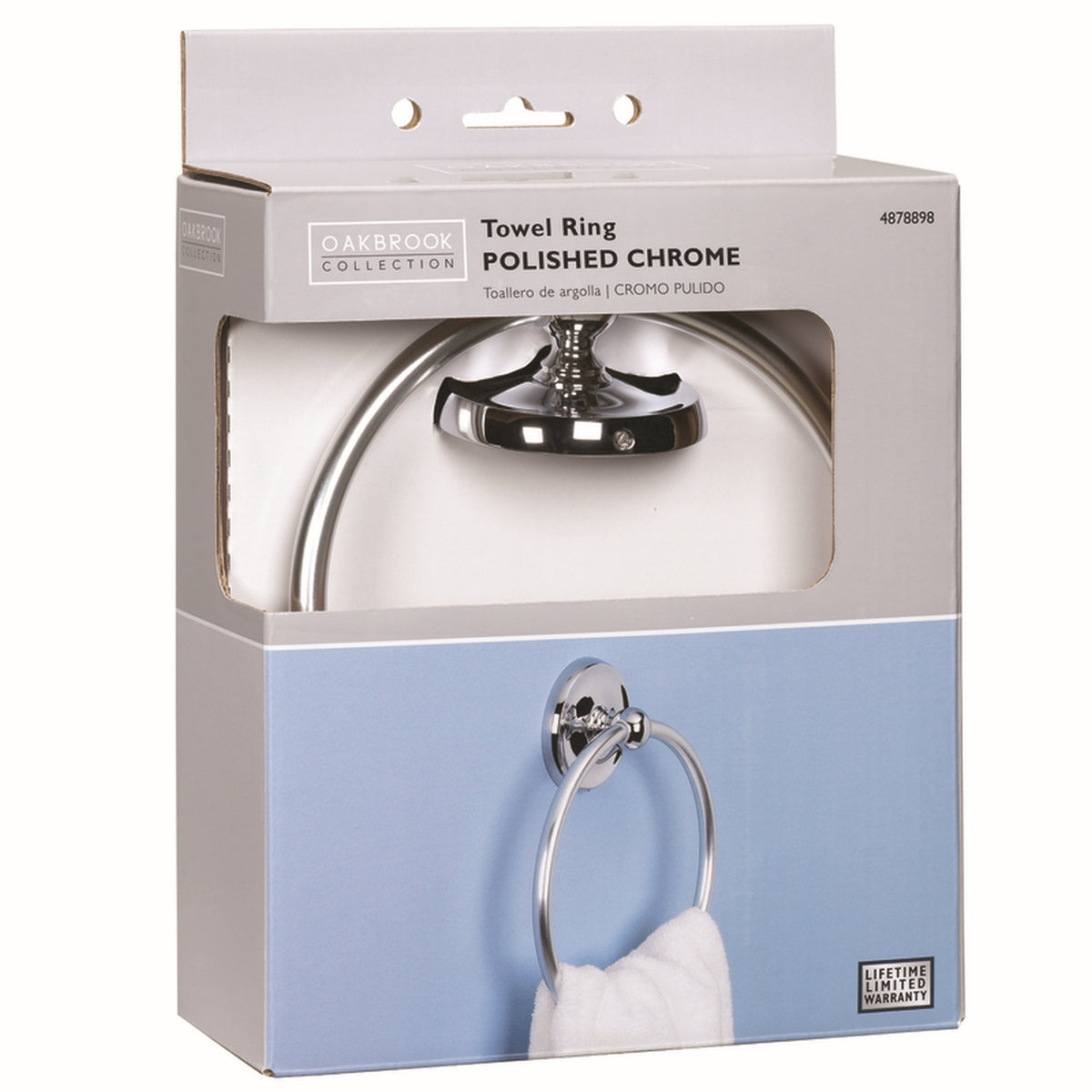 OakBrook 355-0501 Polish Chrome Towel Ring Zinc