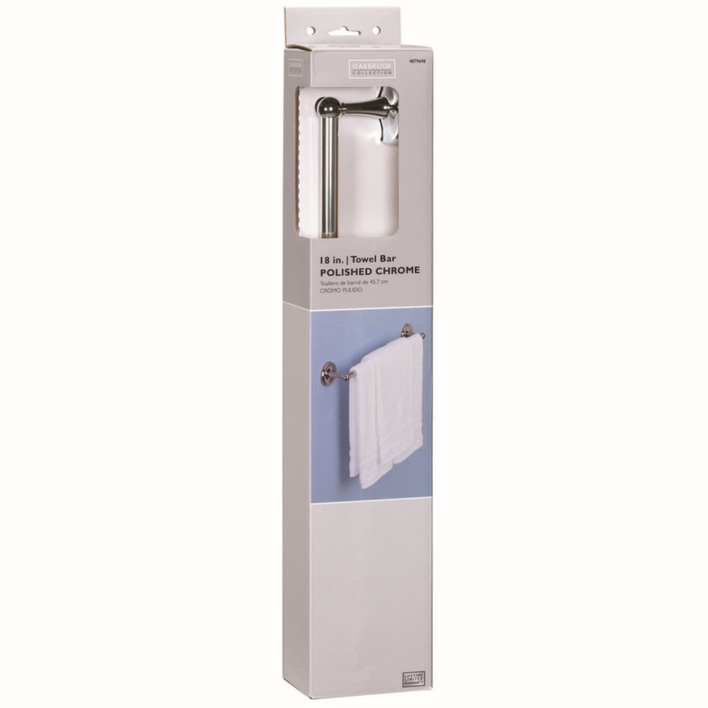 OakBrook 355-0101 Polish Chrome Towel Bar 18 in. L Zinc