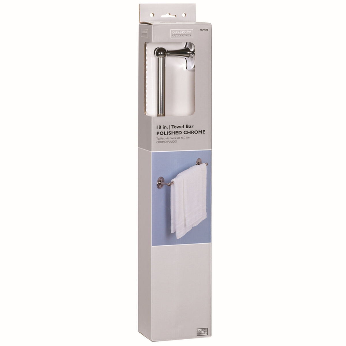 OakBrook 355-0101 Polish Chrome Towel Bar 18 in. L Zinc