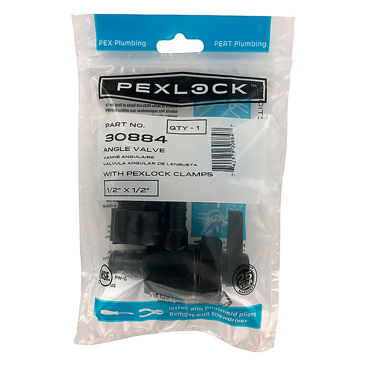 Flair-It 30884 PEXLock 1/2 in. PEX x 1/2 in. Dia. PEX PPSU Angle Valve