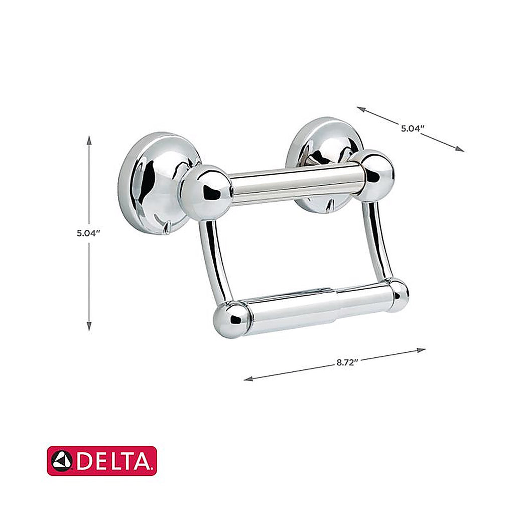 Delta DF704PC 5 in. L Polished Chrome Stainless Steel Toilet Paper Holder with Assist Bar