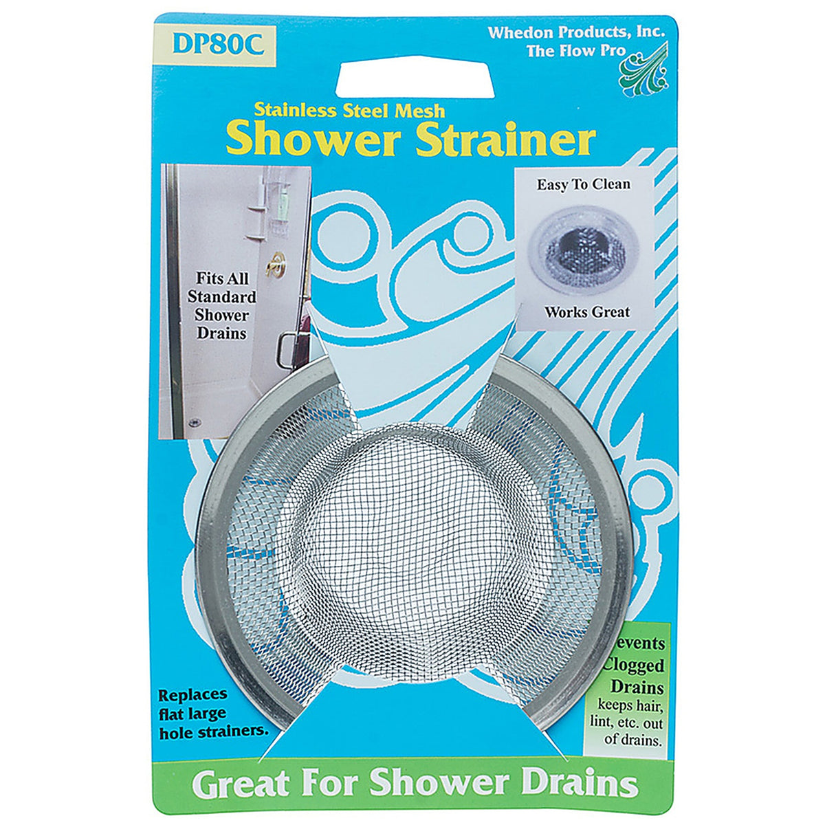 Whedon DP80C Drain Protector 3-1/2 in. Dia. Chrome Stainless Steel Shower Drain Strainer