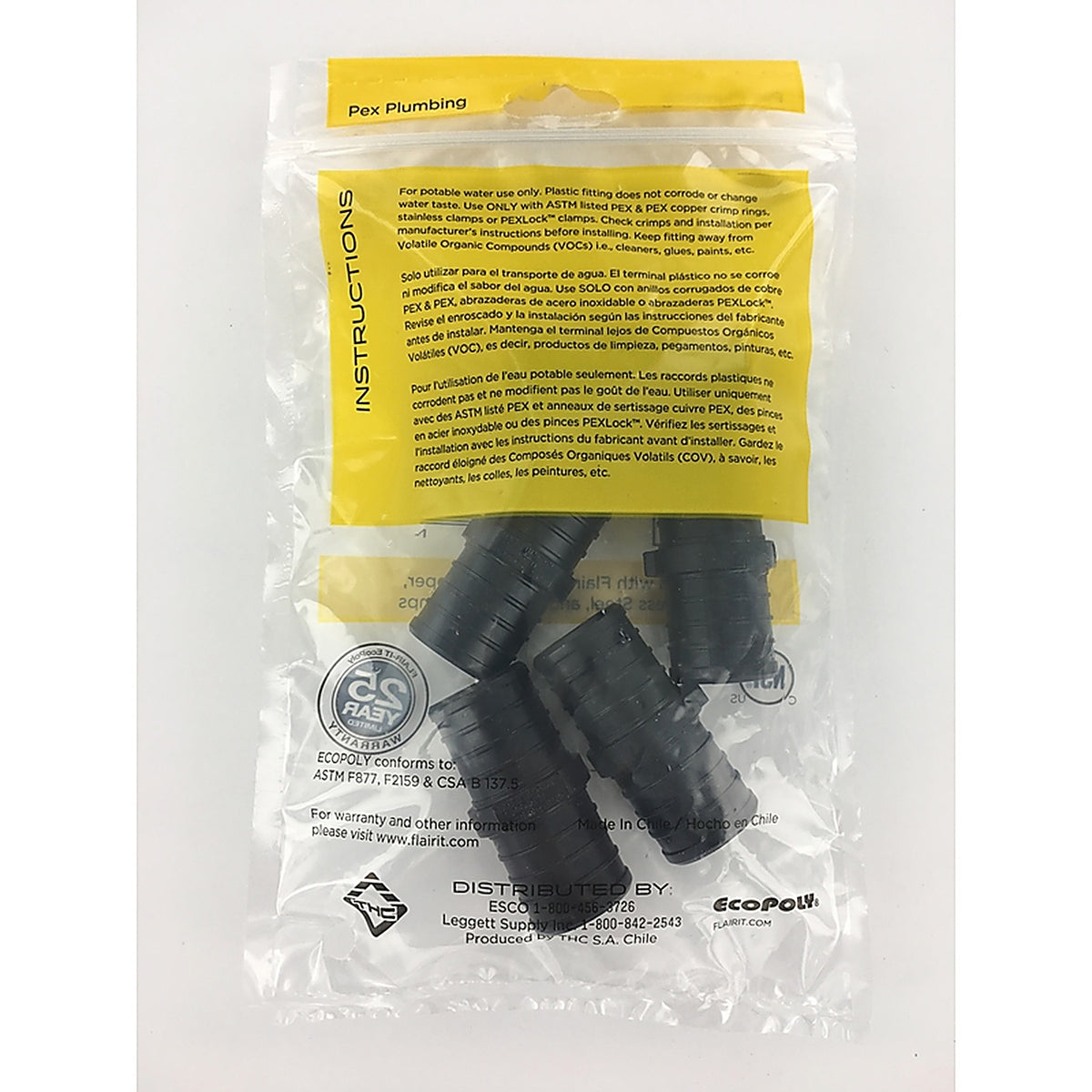 Flair-It 32771 Ecopoly 1 in. PEX Barb x 1 in. Dia. PEX Coupling