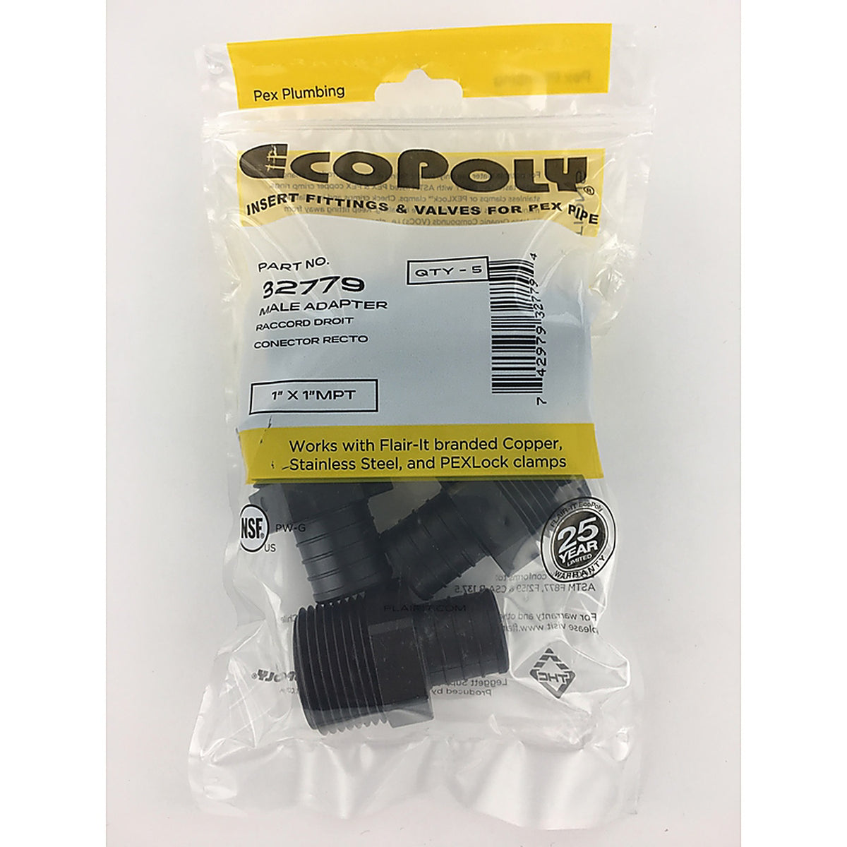 Flair-It 32779 Ecopoly 1 in. PEX Barb x 1 in. Dia. MPT Male Adapter