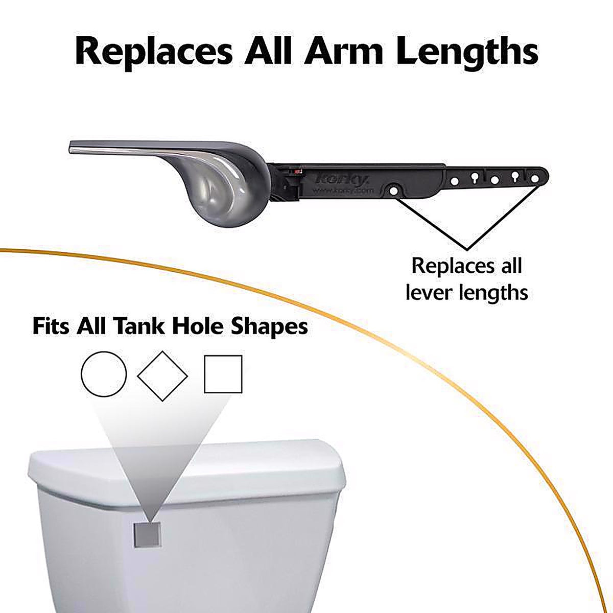 Korky 6052BP Strong Arm Tank Lever Black Chrome For Universal