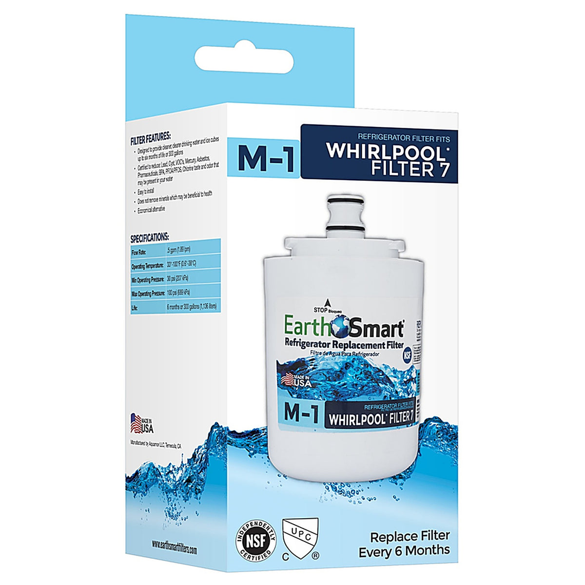 Earth Smart 102642 M-1 Refrigerator Replacement Filter For Whirlpool Filter 7