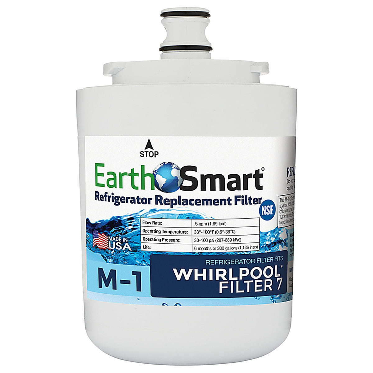 Earth Smart 102642 M-1 Refrigerator Replacement Filter For Whirlpool Filter 7