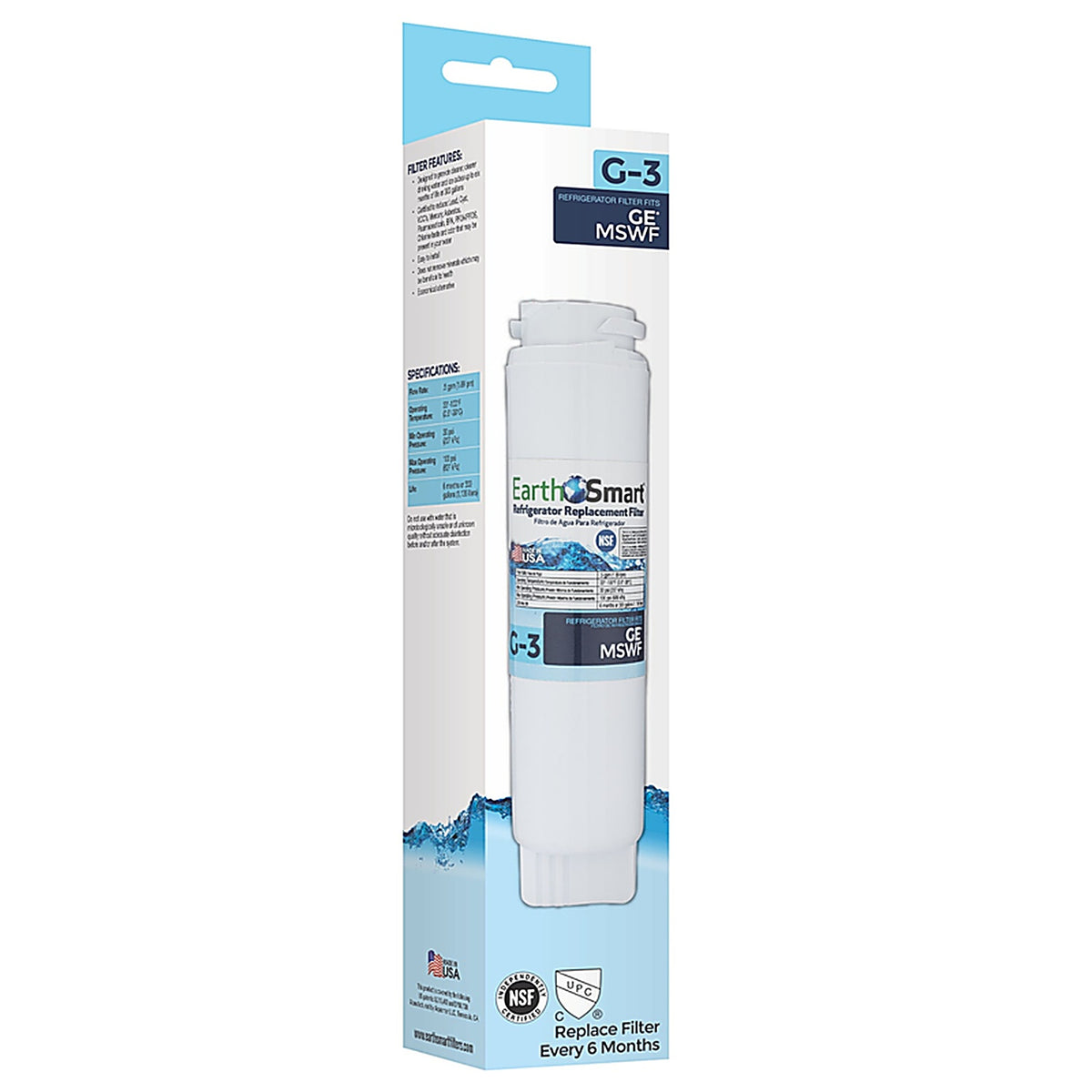 Earth Smart 102614 G-3 Refrigerator Replacement Filter For GE MSWF