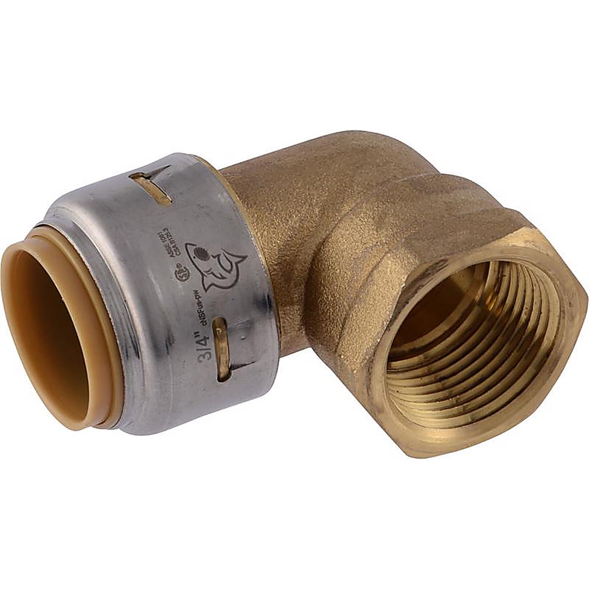 Sharkbite U314LFA 3/4 in. Push x 3/4 in. Dia. FNPT Brass 90 Degree Elbow