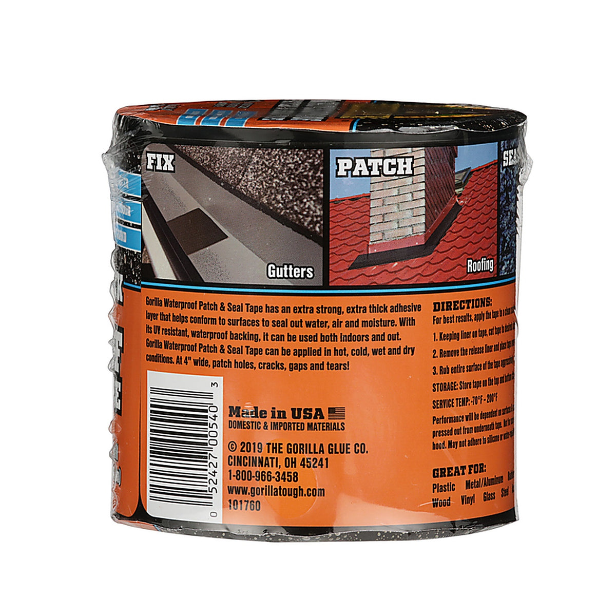 Gorilla 4612502 4 in. W x 10 ft. L Black Waterproof Repair Tape