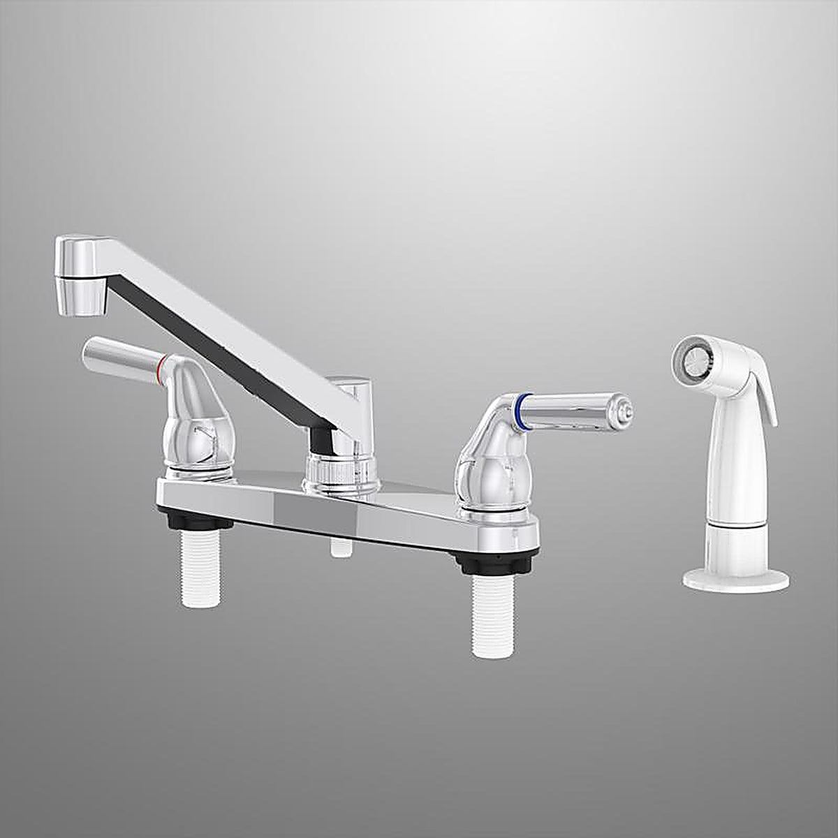 Home Plus 1815-30CP-N Two Handle Chrome Kitchen Faucet Side Sprayer Included