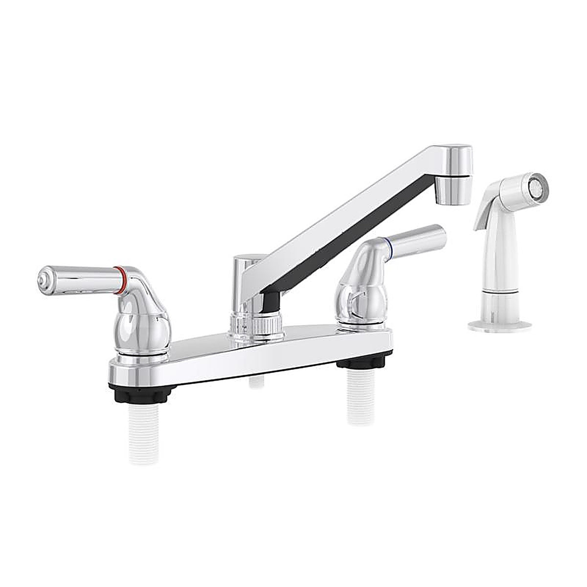 Home Plus 1815-30CP-N Two Handle Chrome Kitchen Faucet Side Sprayer Included
