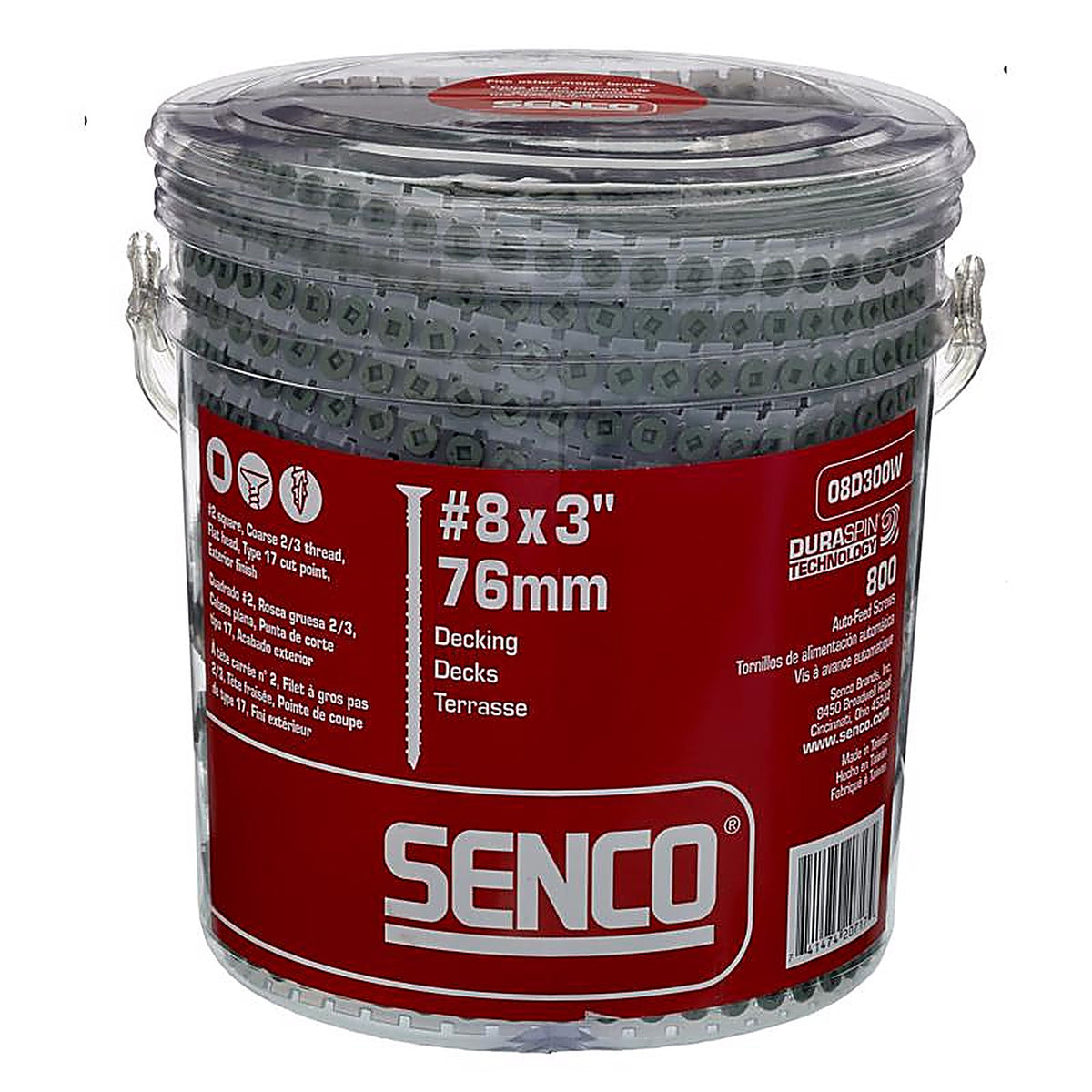Senco 08D300W DuraSpin No. 8 x 3 in. L Square Galvanized Collated Wood Screws 800/Pack