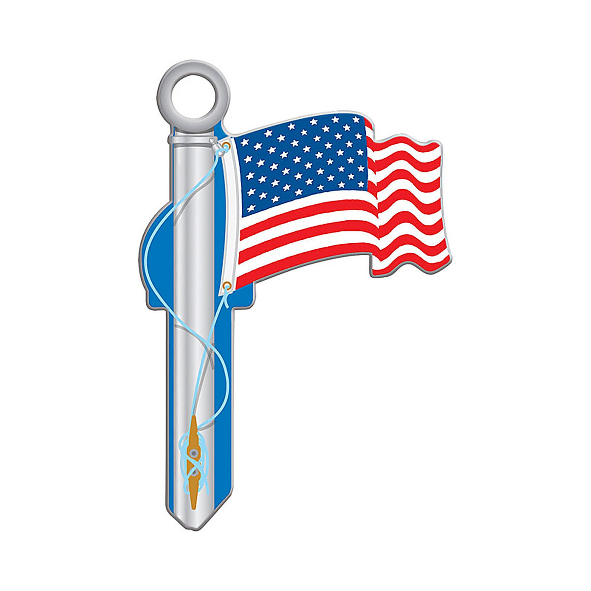 Lucky Line B101K American Flag House Key Blank Double sided For Kwikset KW1/11