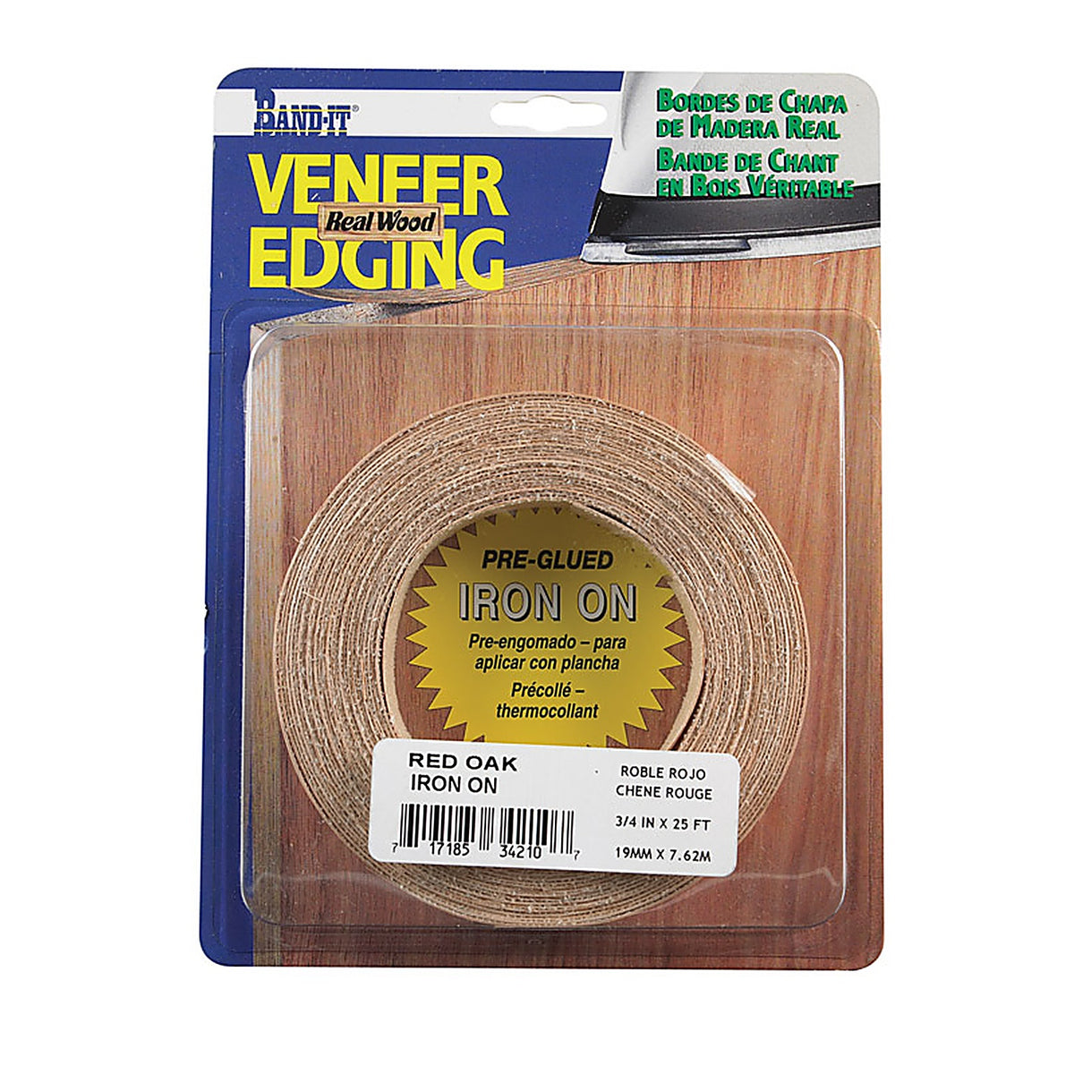 Band-It 34210 0.75 in. W x 25 ft. L Prefinished Red Oak Wood Veneer Edge Banding