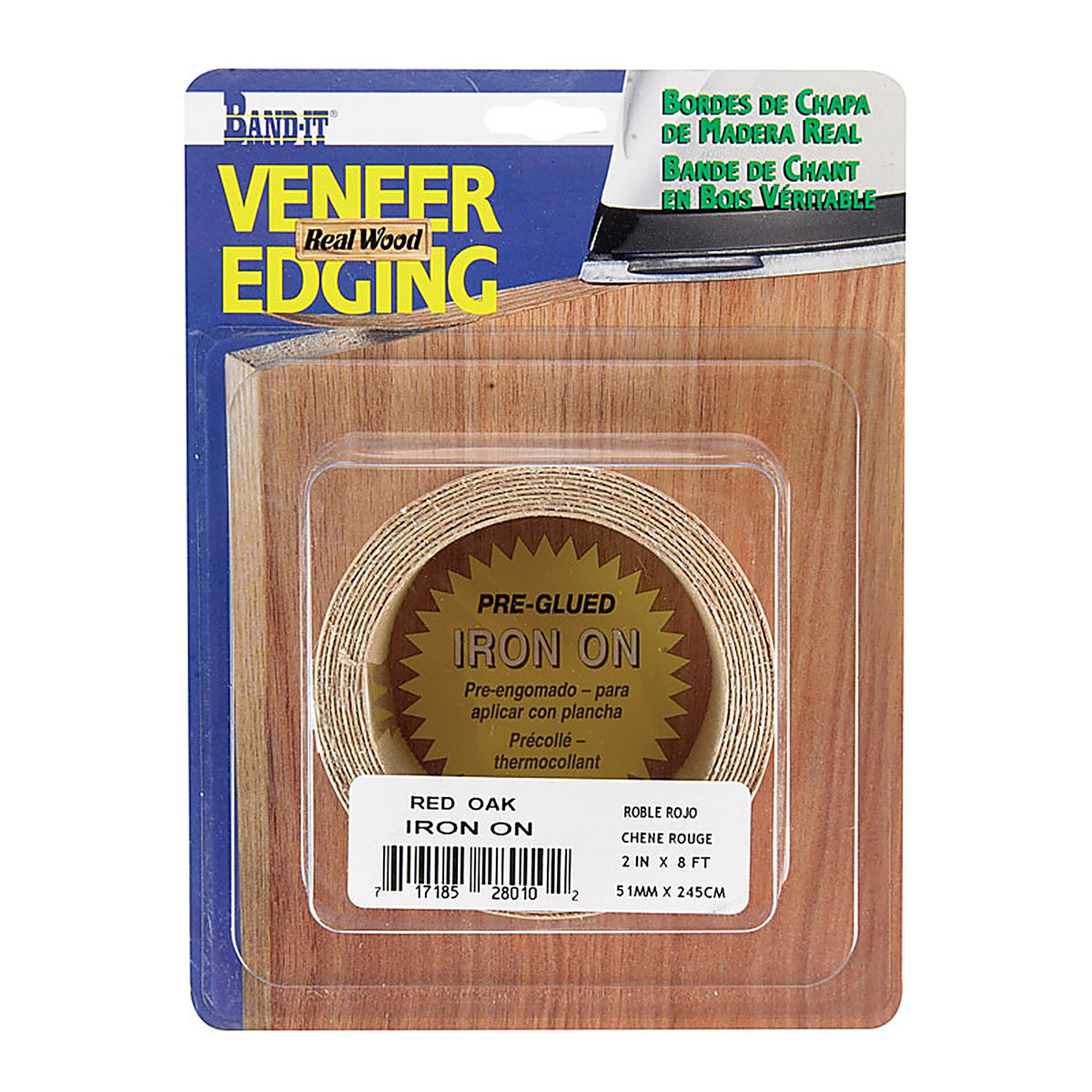 Band-It 28010 2 in. W x 8 ft. L Prefinished Red Oak Wood Veneer Edge Banding