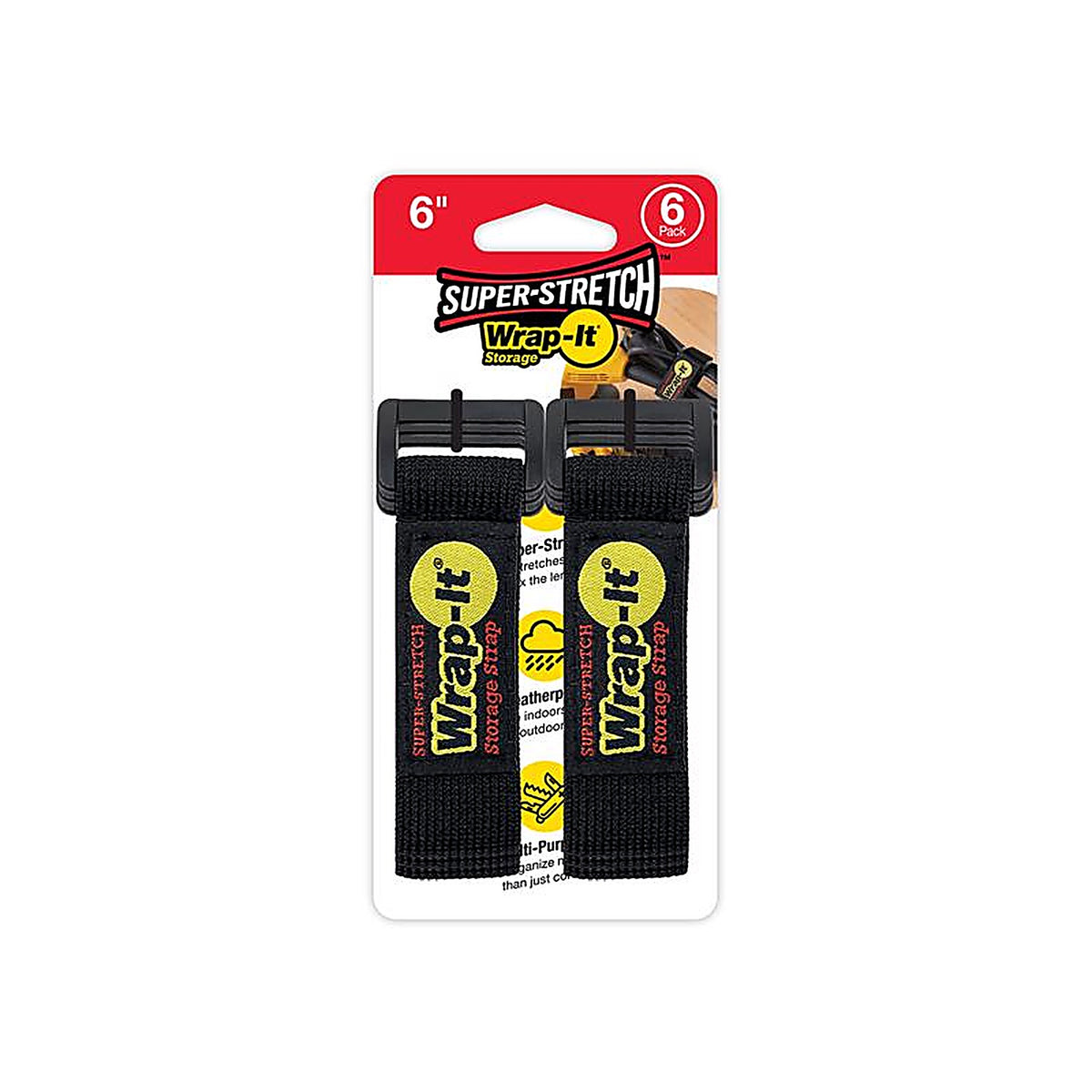 Wrap-It 706-06B Storage Super-Stretch 1 in. W x 6 in. L Black Stretch Storage Straps 10 lb. 6/Pack