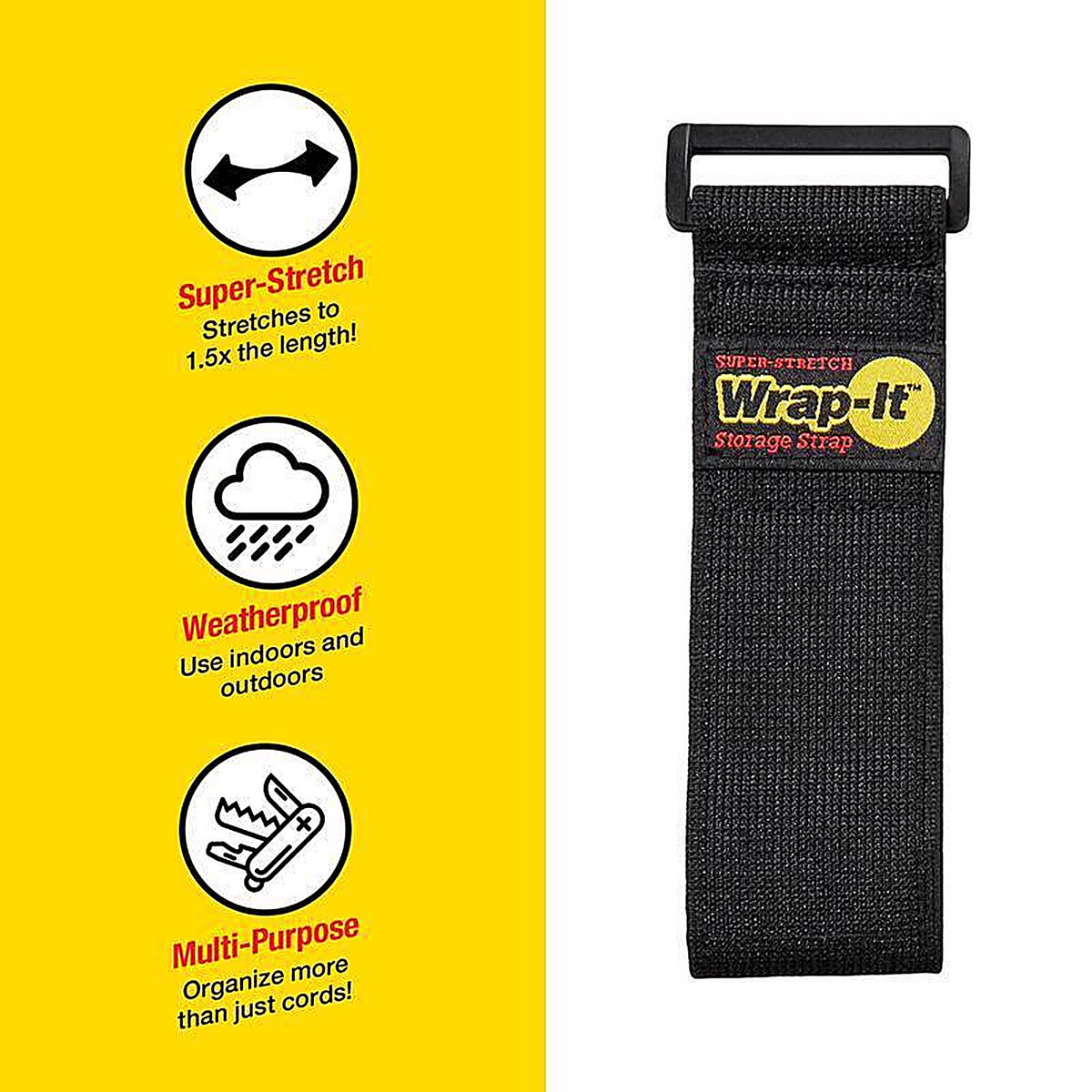 Wrap-It 704-12B Storage Super-Stretch 2 in. W x 12 in. L Black Stretch Storage Straps 10 lb. 4/Pack