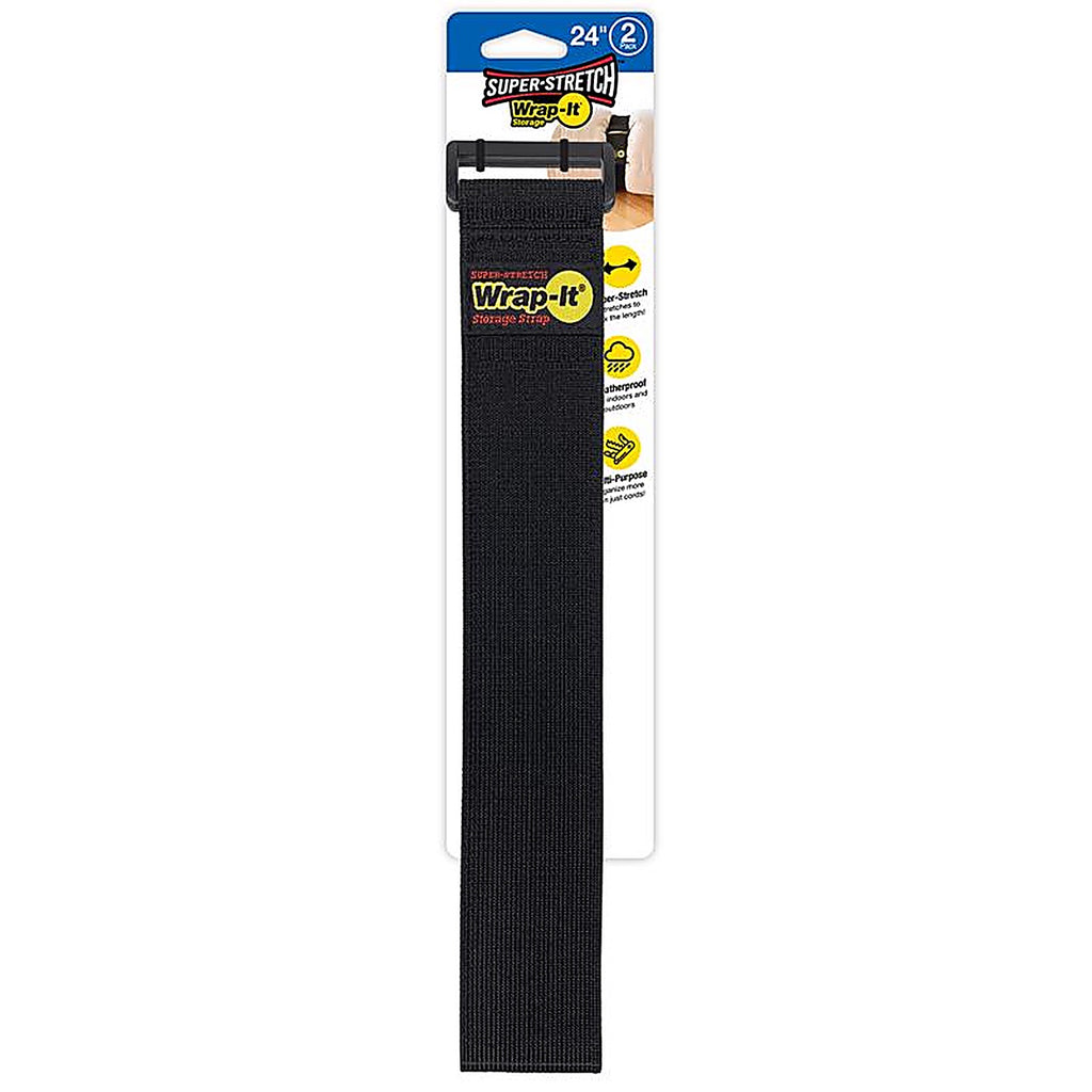 Wrap-It 702-24B Storage Super-Stretch 2 in. W x 24 in. L Black Stretch Storage Straps 10 lb. 2/Pack