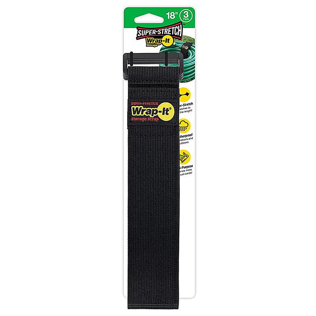 Wrap-It 703-18B Storage Super-Stretch 2 in. W x 18 in. L Black Stretch Storage Straps 10 lb. 3/Pack