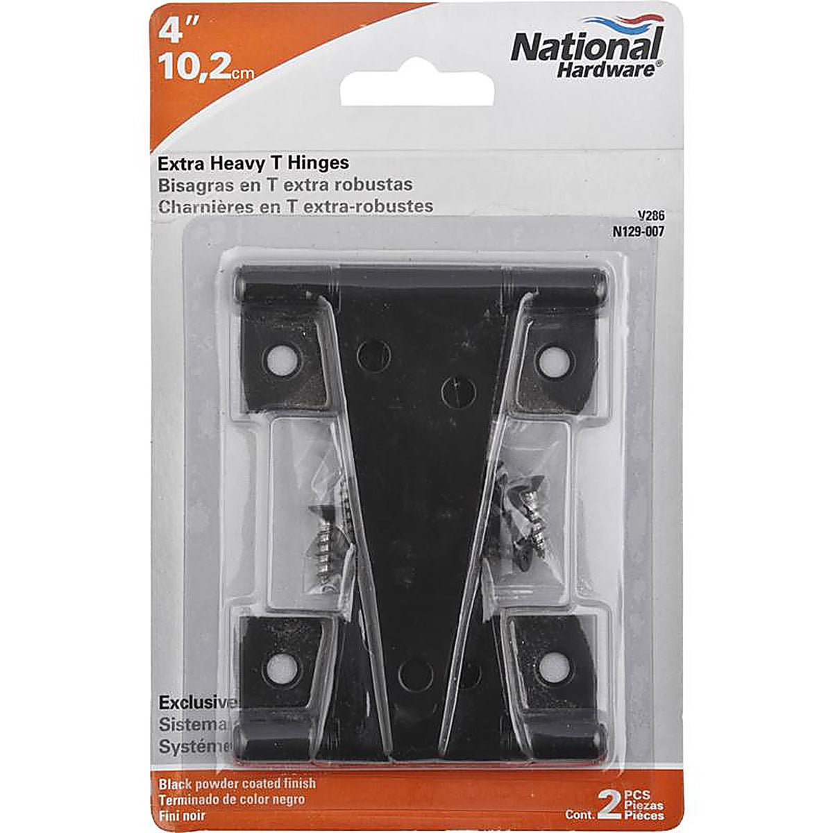 National Hardware N129-007 4 in. L Black Extra Heavy Duty T-Hinge 1/Pack