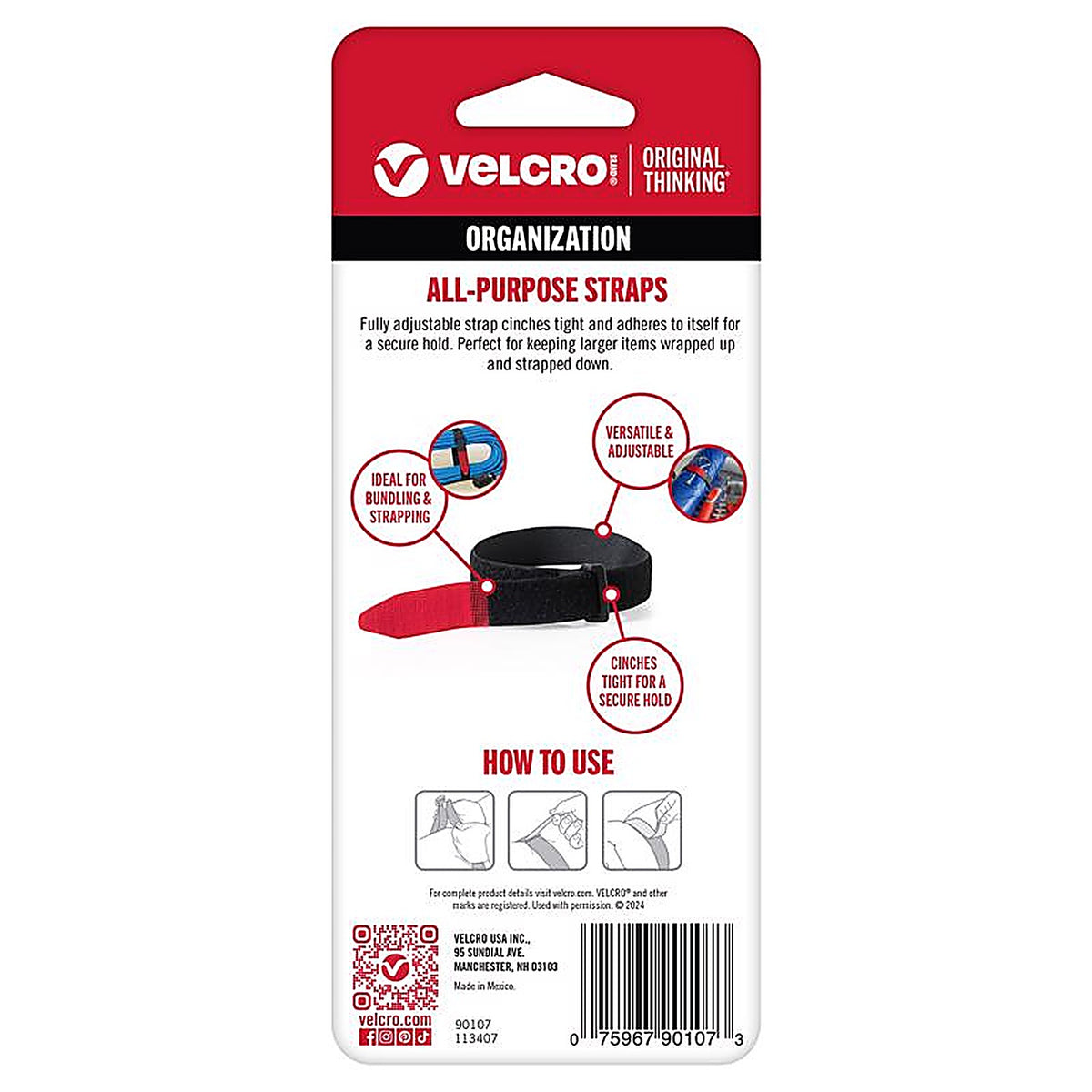 Velcro 90107 Strap 18 in. L 2/Pack