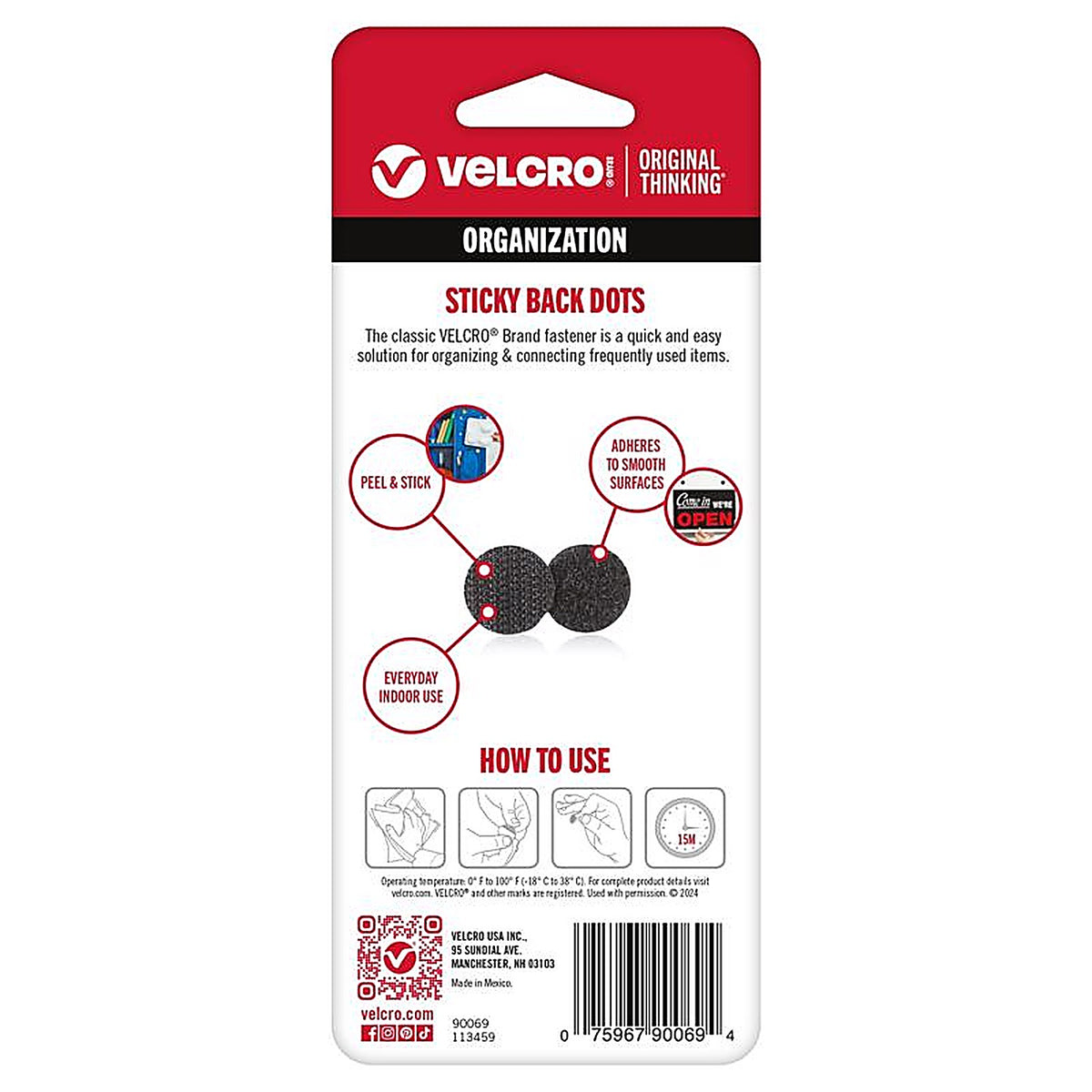 Velcro 90069 Hook and Loop Fastener 5/8 in. L 15/Pack