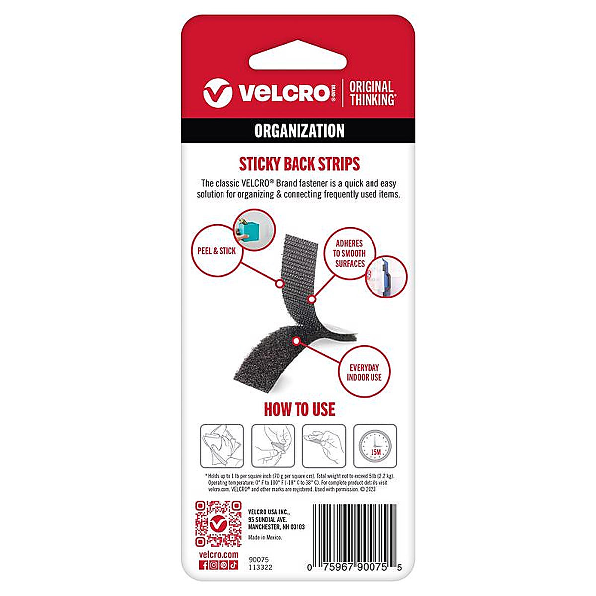 Velcro 90075 Hook and Loop Fastener 3-1/2 in. L 4/Pack