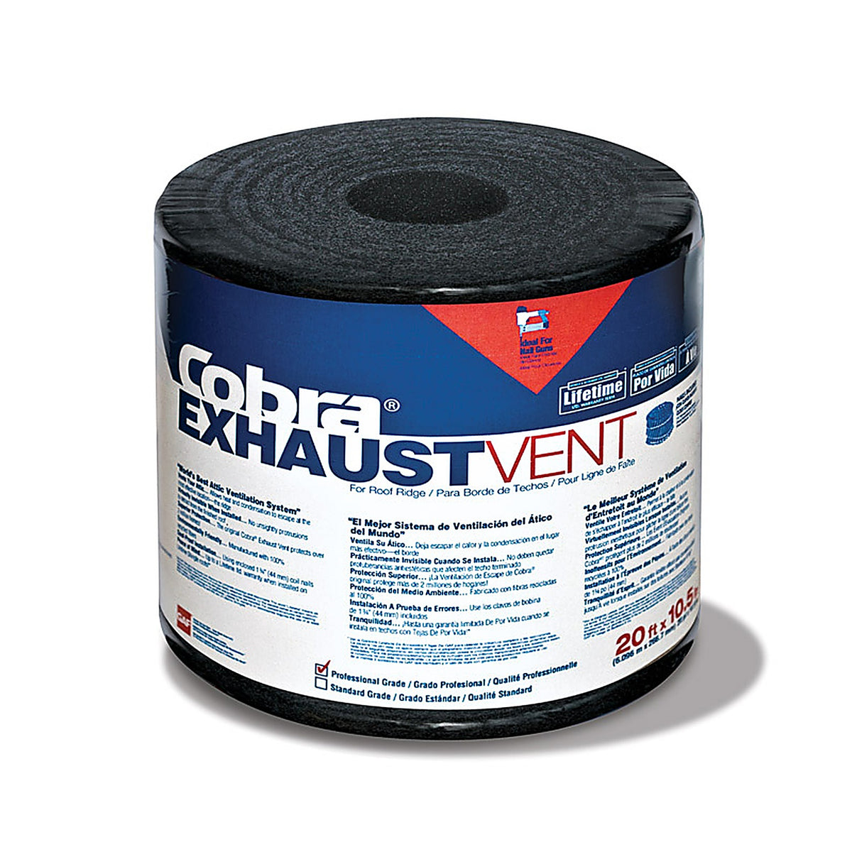 GAF CGRV10520 0.75 in. H x 10.5 in. W x 240 in. L Black Fiber/Polyester Shingle Over Ridge Vent