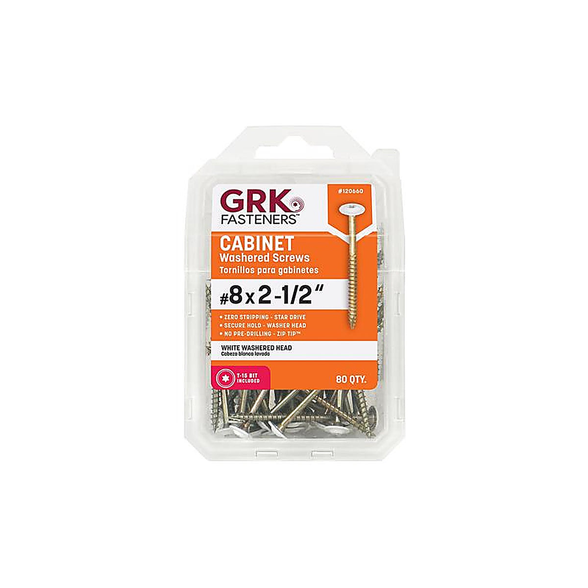 GRK Fasteners 120660 No. 8 x 2-1/2 in. L Star Coated Cabinet Screws 80/Pack