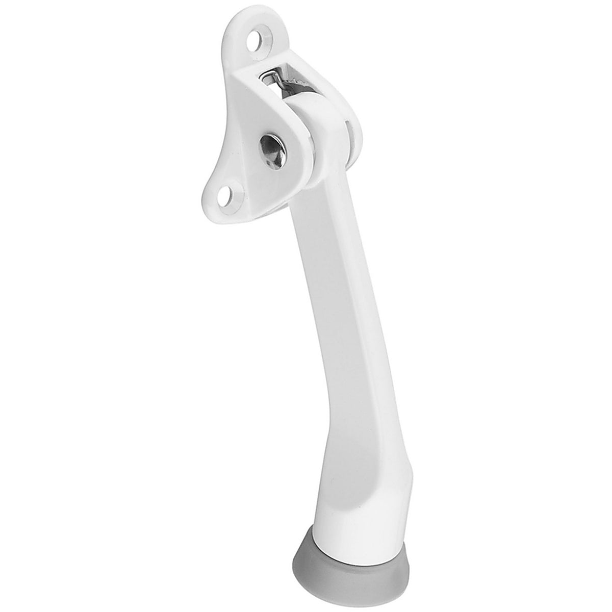 National Hardware N248-435 Zinc w/Rubber Tip White Kick-Down Door Holder Mounts to door