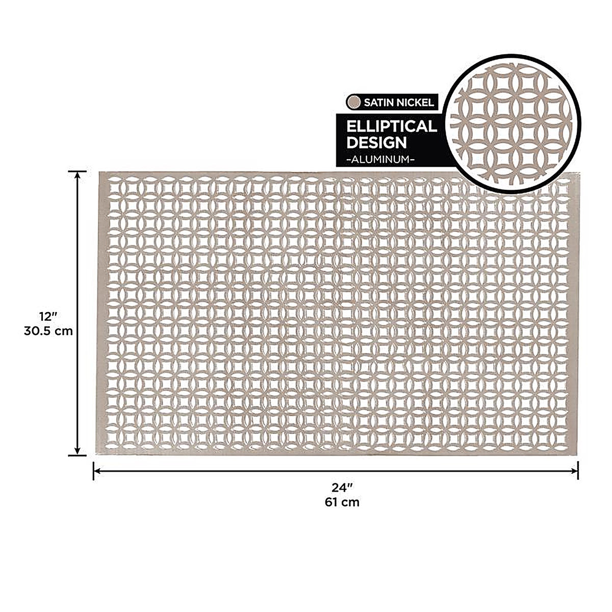 M-D 57010 0.02 in. x 12 in. W x 24 in. L Satin Nickel Aluminum Elliptical Sheet Metal