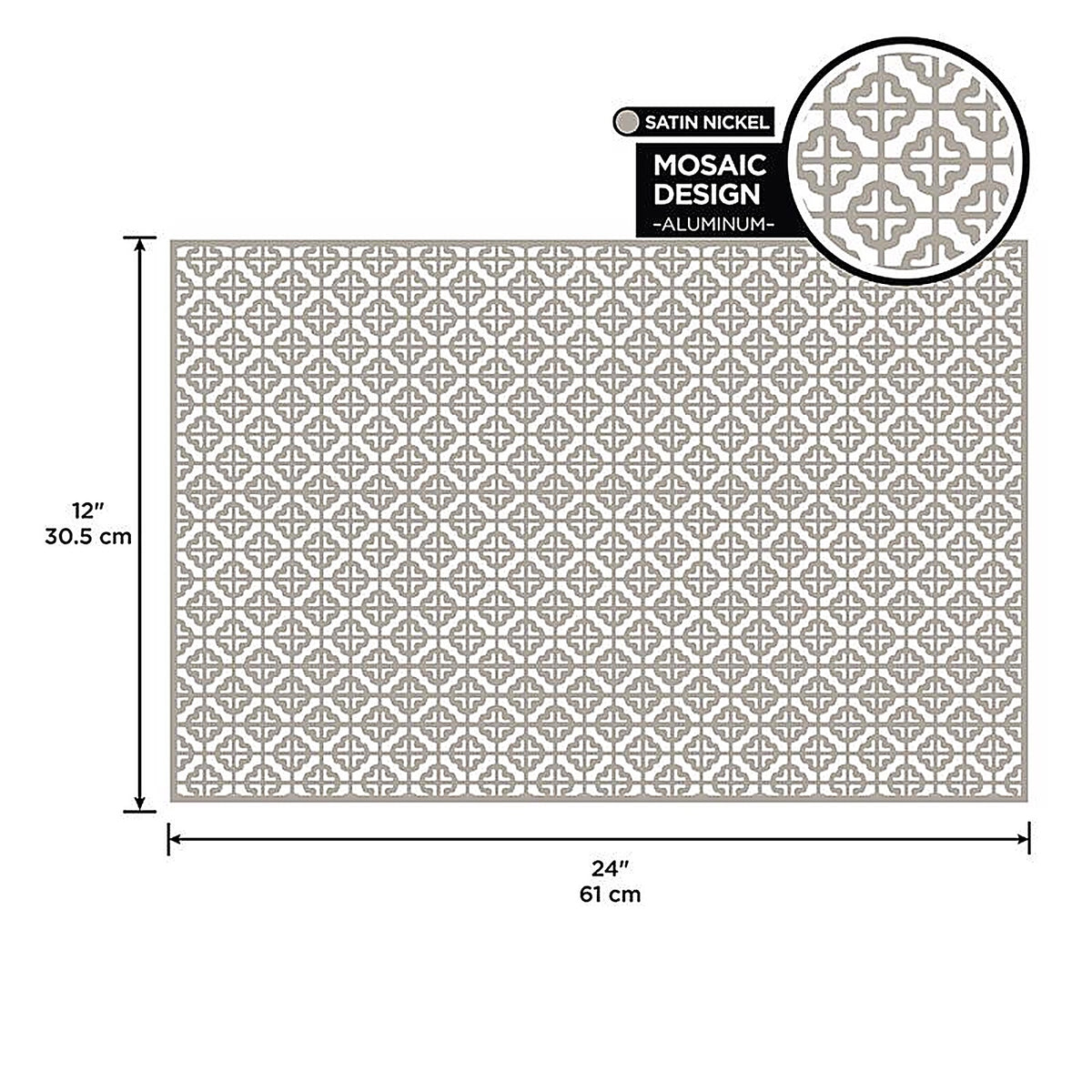 M-D 57005 0.02 in. x 12 in. W x 24 in. L Satin Nickel Aluminum Mosaic Sheet Metal