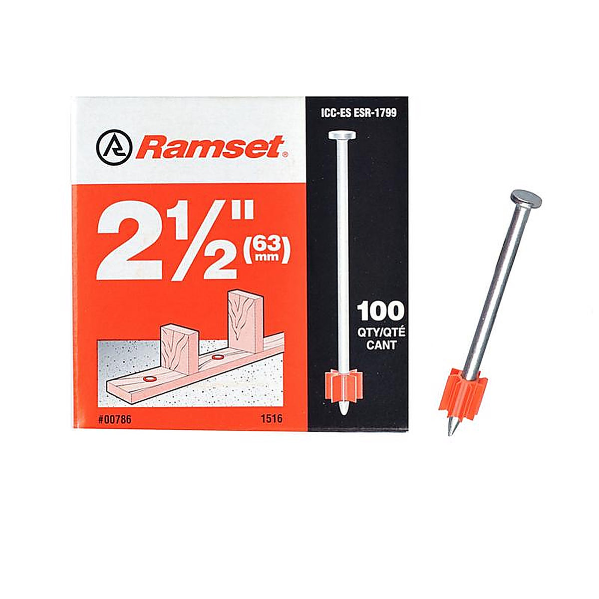 Ramset 786 .3 in. Dia. x 2-1/2 in. L Steel Round Head Anchor Bolts 100/Pack