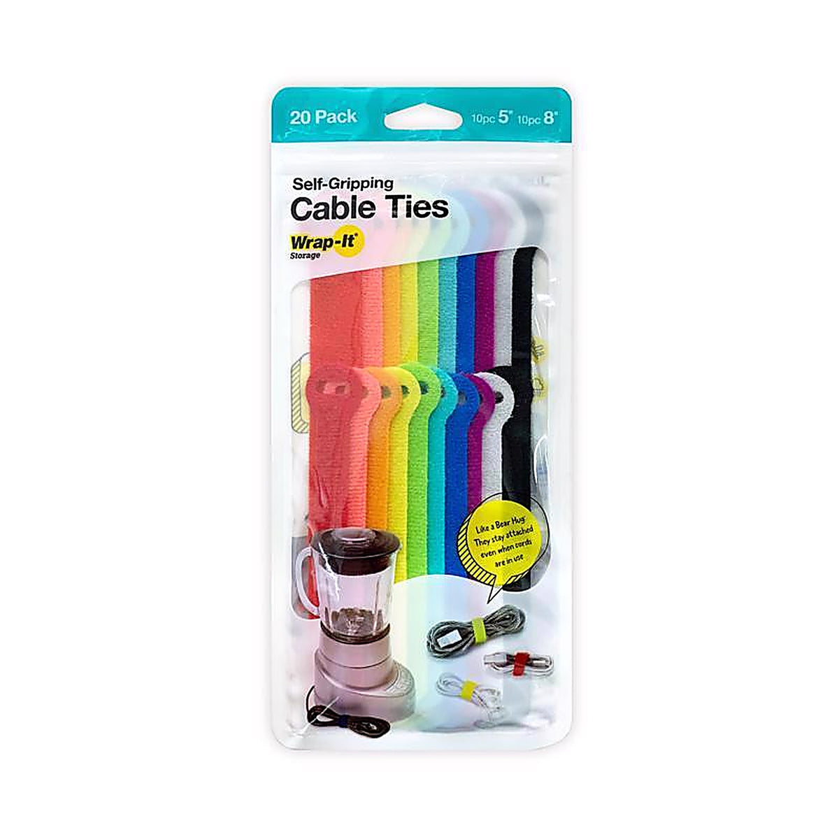 Wrap-It 420-48MC Storage Self-Gripping Assorted L Multicolored Storage Straps 2 lb. 20/Pack