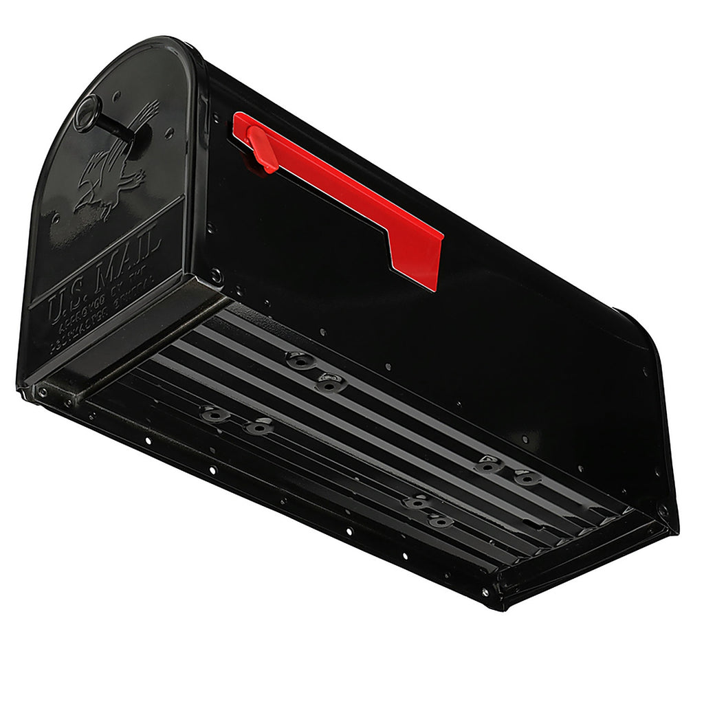 Gibraltar OM160B01 Outback Classic Galvanized Steel Post Mount Black Double Door Mailbox