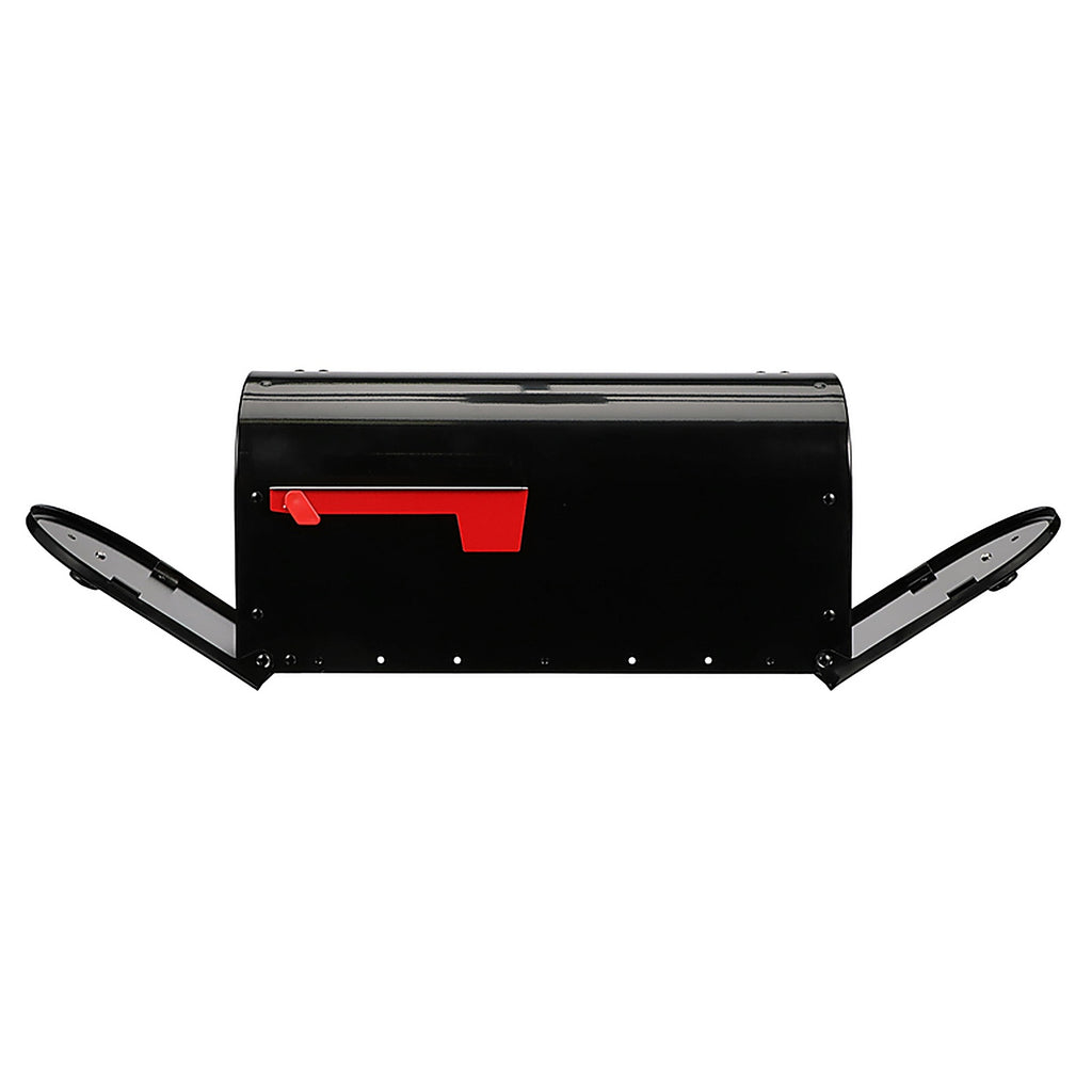Gibraltar OM160B01 Outback Classic Galvanized Steel Post Mount Black Double Door Mailbox