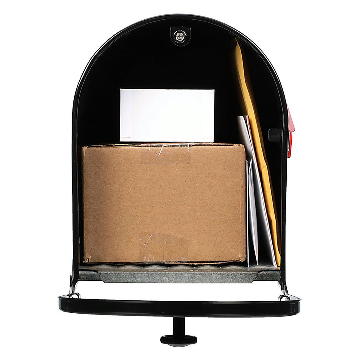 Gibraltar OM160B01 Outback Classic Galvanized Steel Post Mount Black Double Door Mailbox