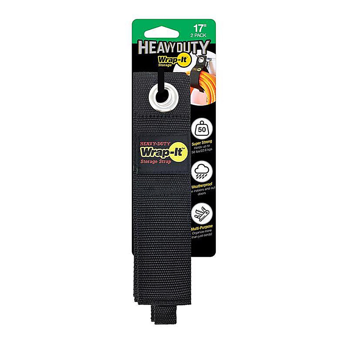Wrap-It 102-40BX Storage Heavy-Duty 2 in. W x 17 in. L Black Storage Straps 50 lb. 2/Pack